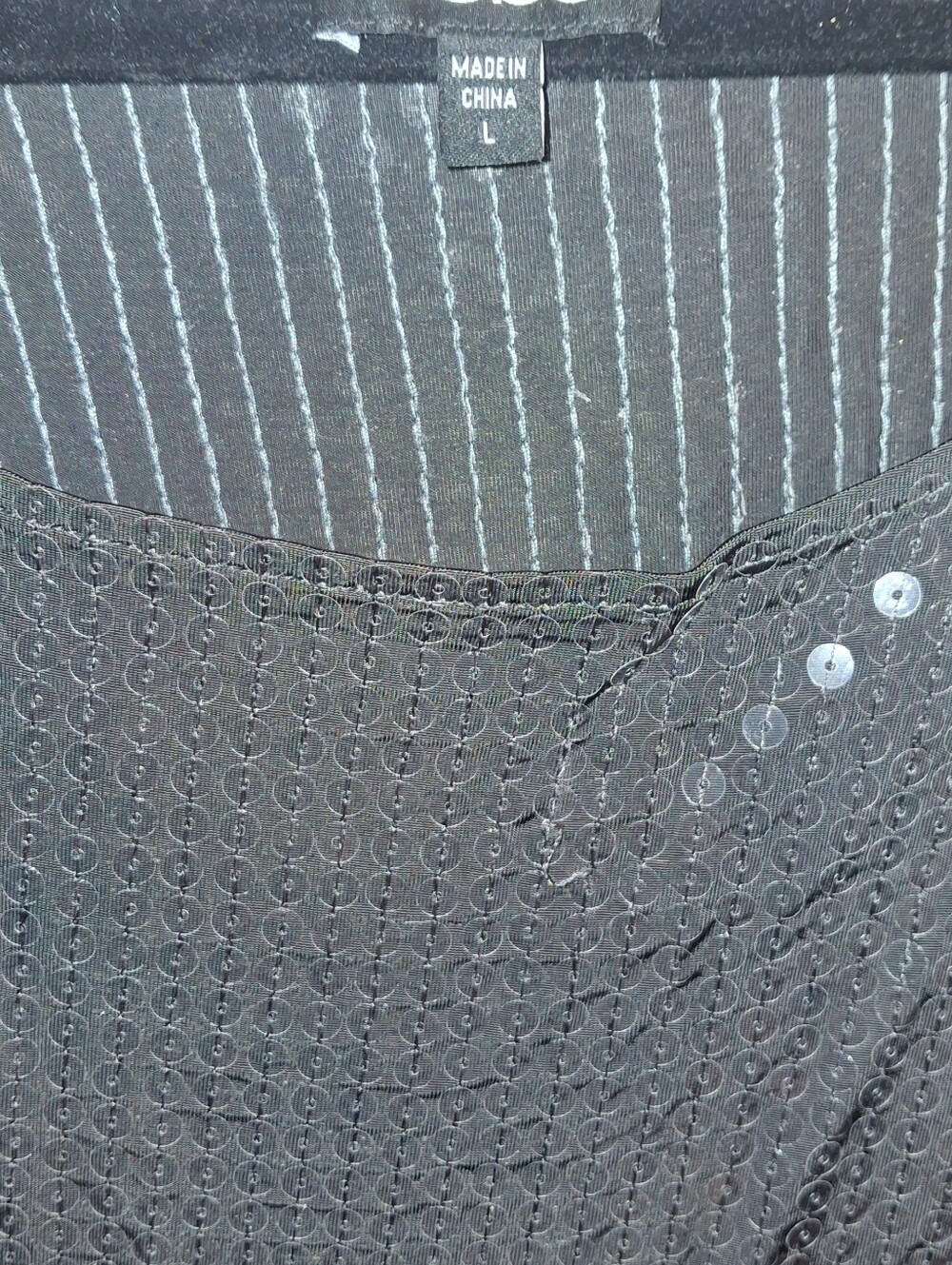 bebe Brown Sequin Short Sleeve Scoop Neck Top - Picture 3 of 3